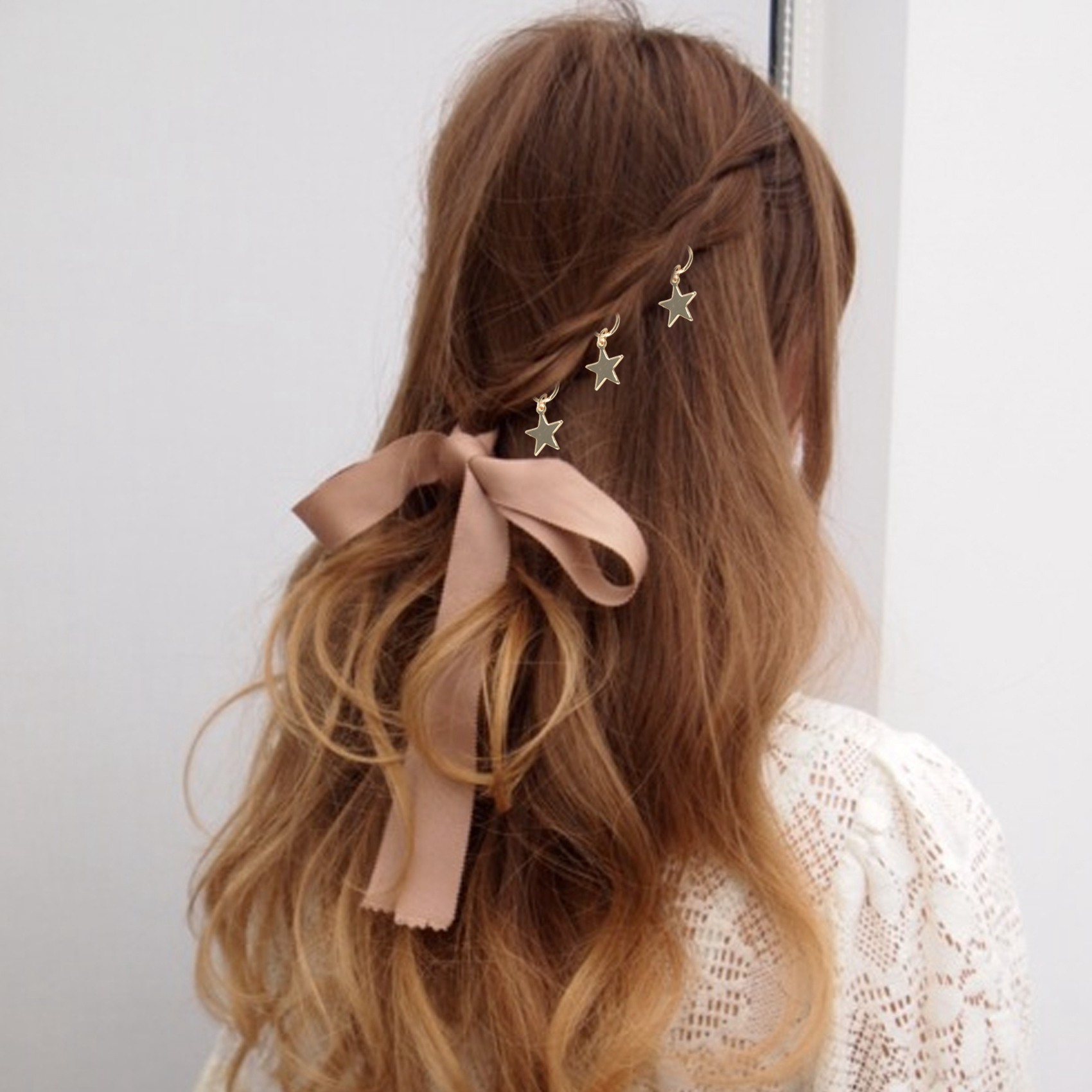 10pcs Lady Girls Silver & Gold Star Hair Rings Braids Hair Clips. 