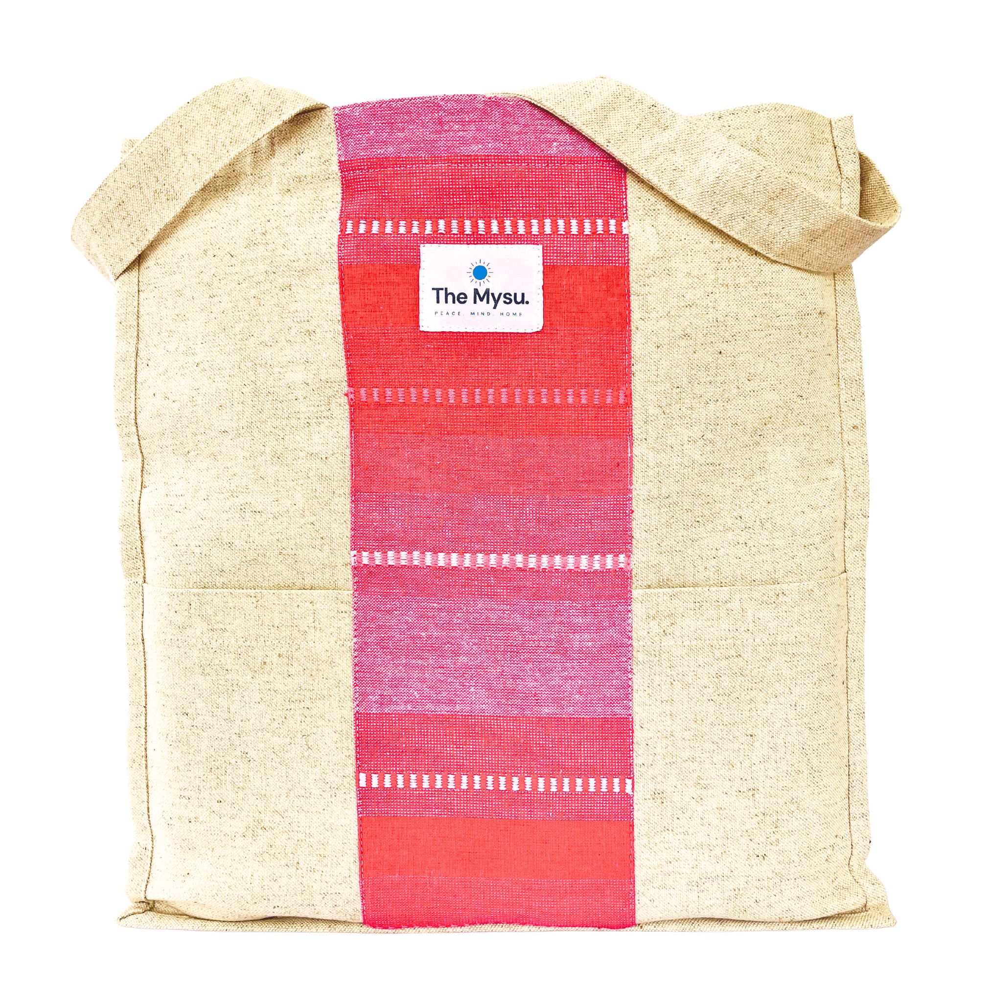 THE MYSU Heavy Duty Canvas Tote Bag - Pink Stripe - 14.5 inches (L) * 3 inches (W) * 16 inches (H). 