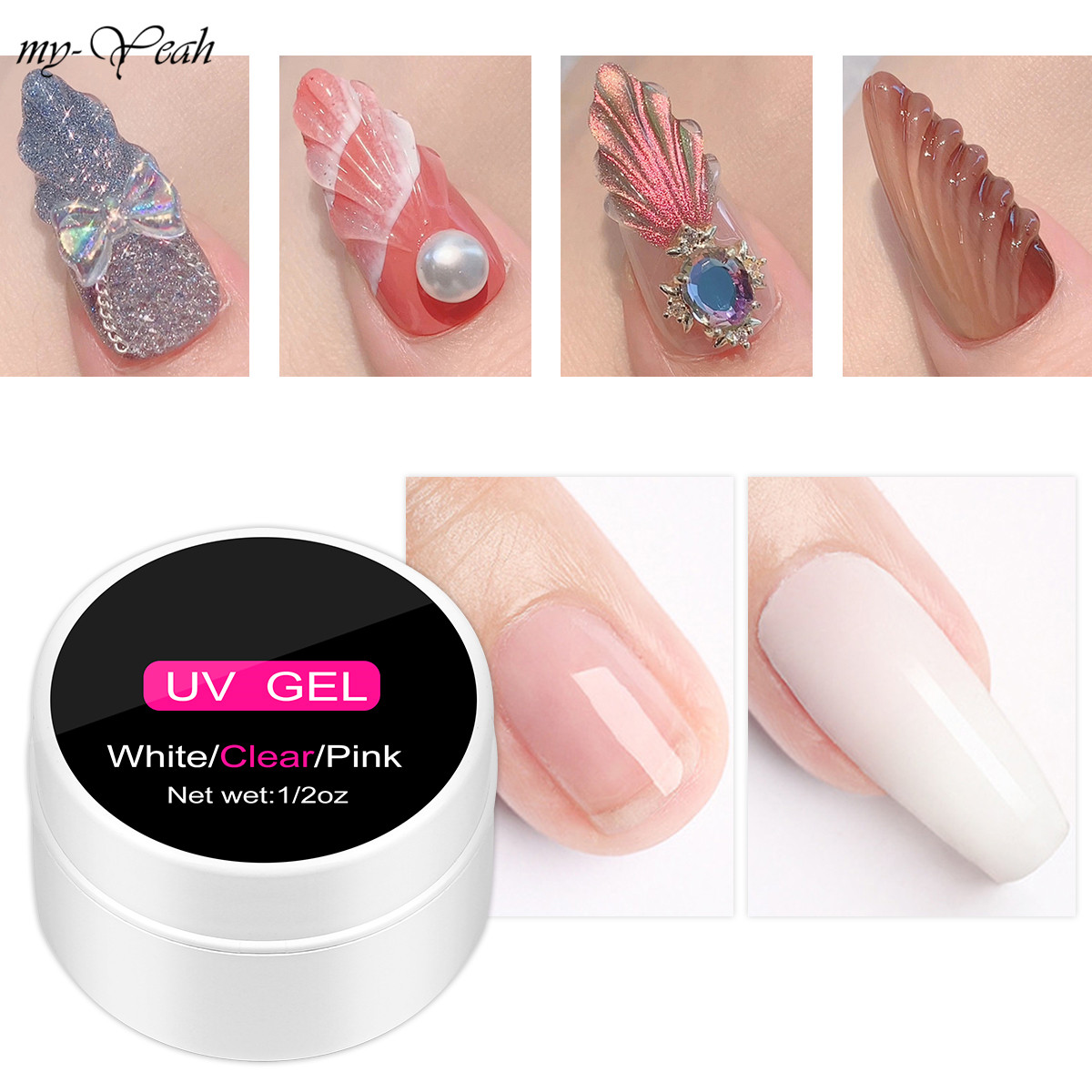 Myyeah 15ml Nail Extension Tips Pink White Quick Building Nail Art UV LED Builder Gel Nail Form Tip Polish DIY Manicure Tools. 