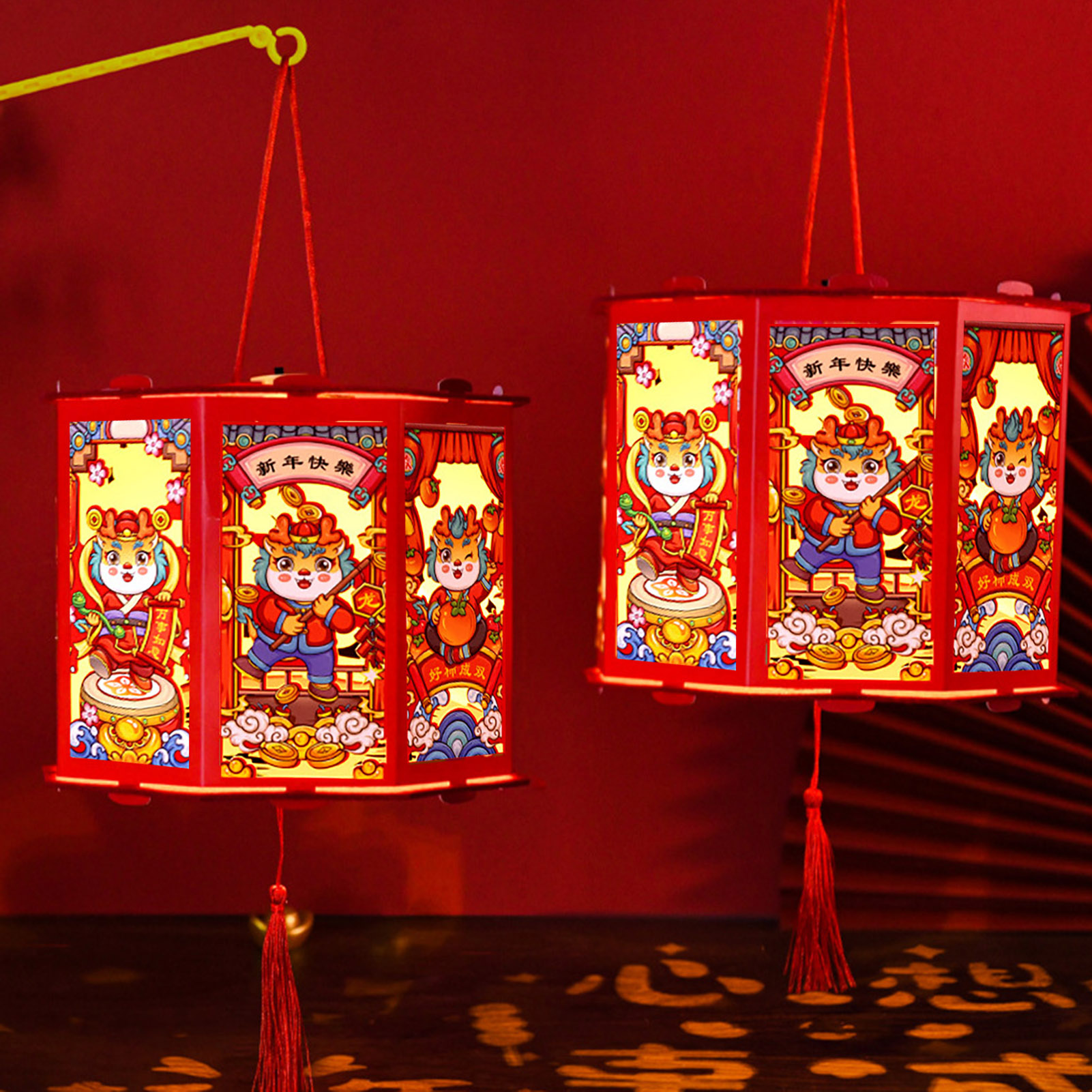 Festive Lantern Decoration Handcrafted Glowing Lantern Blessing Projection Kit for Festive New Year Decoration Southeast Asian Buyers New Year Lantern. 