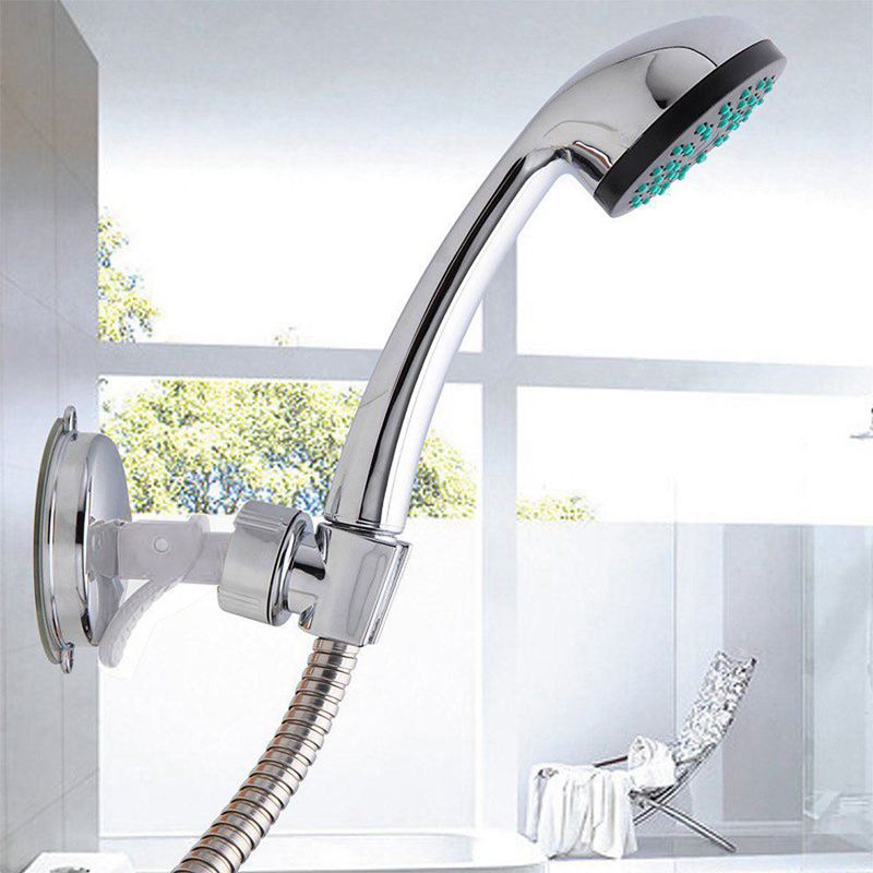 Adjustable Shower Head Holder Bathroom Chrome Wall Mount Strong Suction Handheld Shower Bracket. 