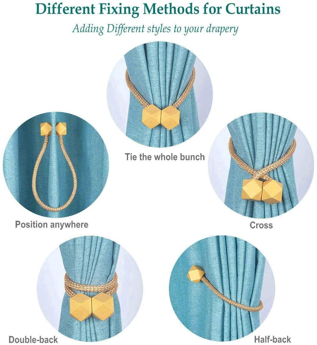 Magnet Curtain Tiebacks Drapery Holdbacks Binding Tie Band for Living Room Decoration, Medium, No Tools Or Assembly Required. 