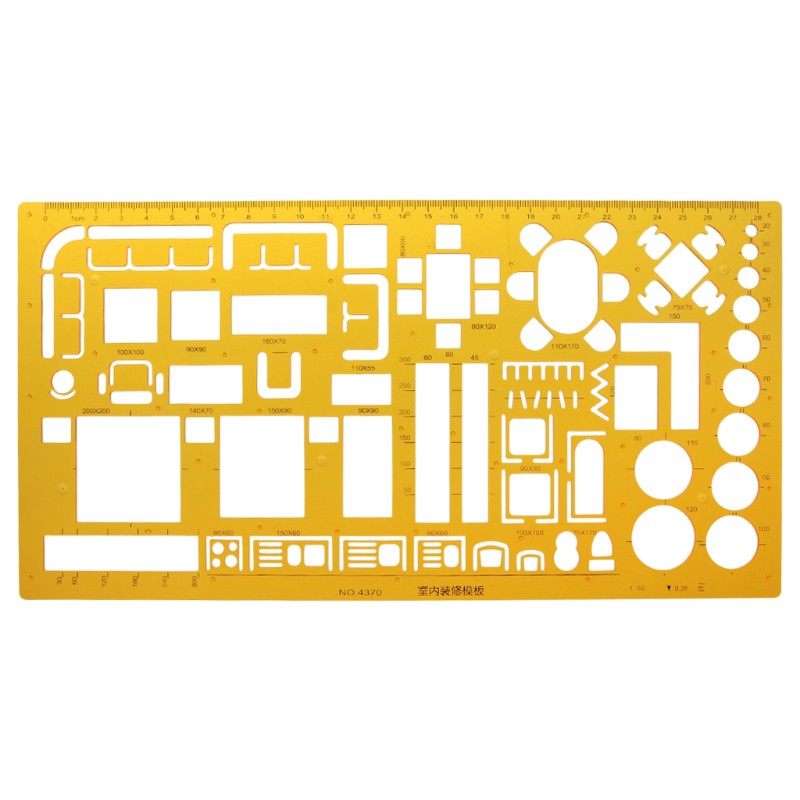 Professional Architectural Template Ruler Drawing Stencil Measuring Tool Student. 