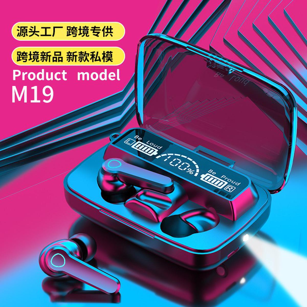 M19 Tws wireless earbuds  Touch Wateroof Led display with 3000mAh powerbank box 2021 new trendy product