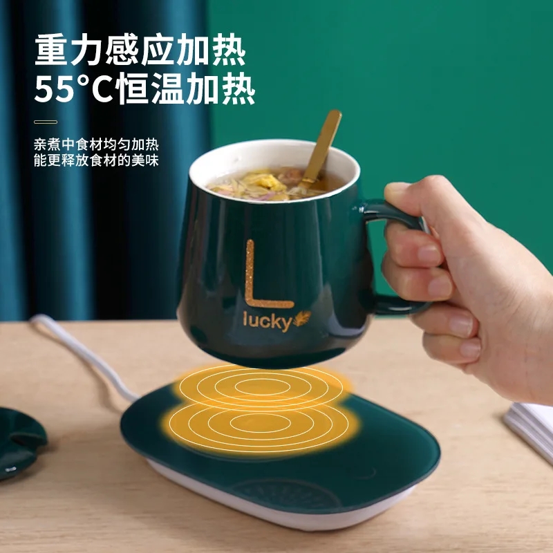 Cup Warmer 55 Degree Ceramic Mug Heater USB Smart Thermostatic Heating Pad Coffee Mug Milk Warmer for Home Office Birthday Gift. 