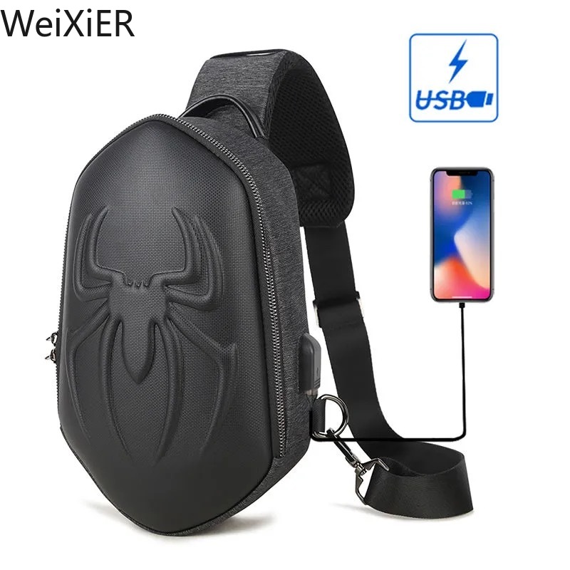 KankongAgu Running Chest Bag for Men USB Charging Fashion Streetwear Sling Pack Crossbody Motor Cycling Backpack for College Student Unisex. 