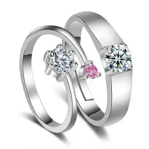 Rings for Women Fashion Women's Love Heart Zirconia Diamond Ring Engagement Wedding Ring Fashion Rings Alloy Pink, Adult Unisex, Size: 10