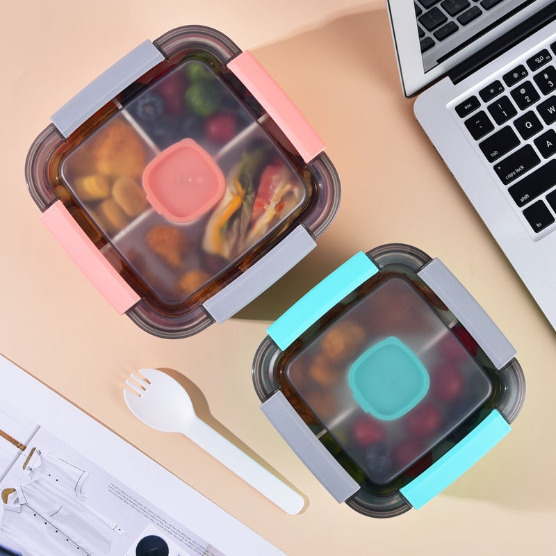 1100Ml 1500Ml Portable Lunch Box Container 2 Layer Grid Salad Bowl Bento Boxes Salad Bowls Lunch Box Lunch Container For Food. 