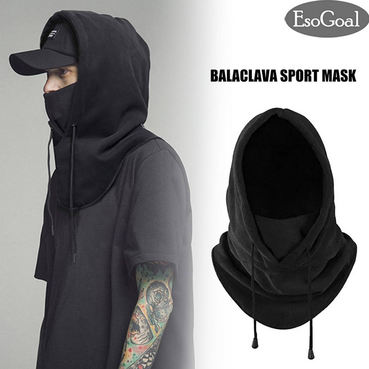 【Topnotch Store】EsoGoal Outdoor Balaclava Full Face Sports Mask (black) Sport Mask Wind-Resistant Full Face Mask Elastic Mask Neck Winter Warmer Tactical Mask for Skiing, Cycling Hiking as Christmas Gift Present. 