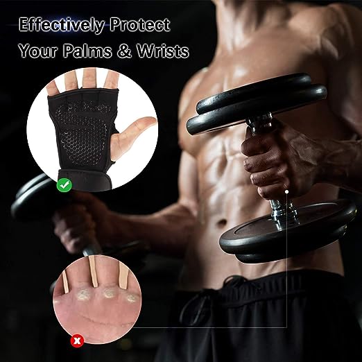 Gym Gloves for Men Workout - Silicon Padded Glove for Weight Lifting | Half Finger Gym Gloves with Wrist Support for Fitness Training for Men Women. 