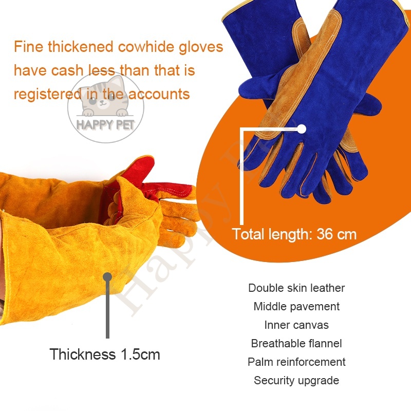 [Happy Pet Trading]Egowz Animal Handling Gloves Bite Proof Kevlar Reinforced Leather Padding,Dog,Cat Scratch,Reptile Squirrel Bite. 