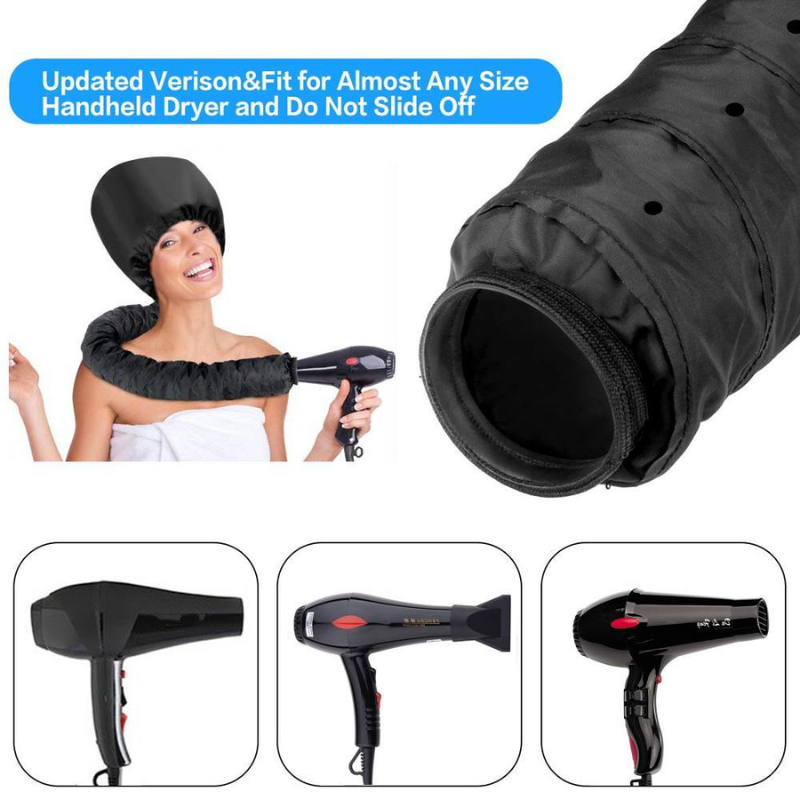 Black Hair Perm Portable Soft Hair Drying Cap Bonnet Hood Hat Blow Dryer Attachment Dry Hair Cap. 