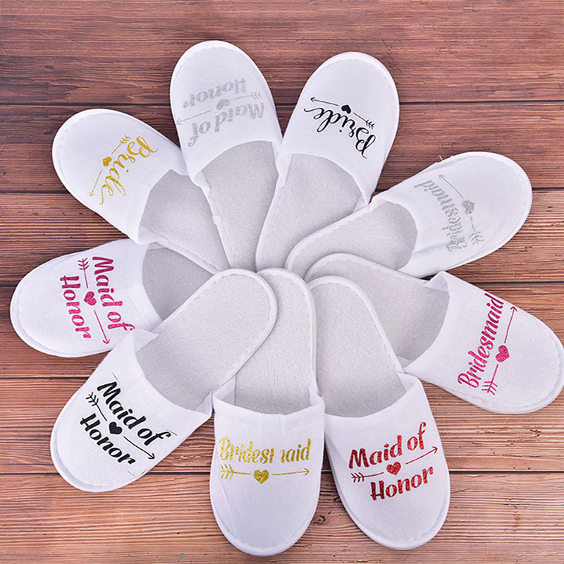 【WEJA】1Pair Bride Wedding Decoration  Bridesmaid Party Slippers  Ladies Party Supplies. 