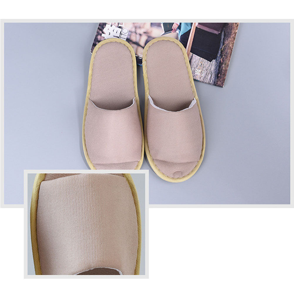 【WEJA】1Pair Hotel Slippers Thickened Disposable Home Guest Indoor Slippers Open Toe Non-slip Couple Travel Slippers. 