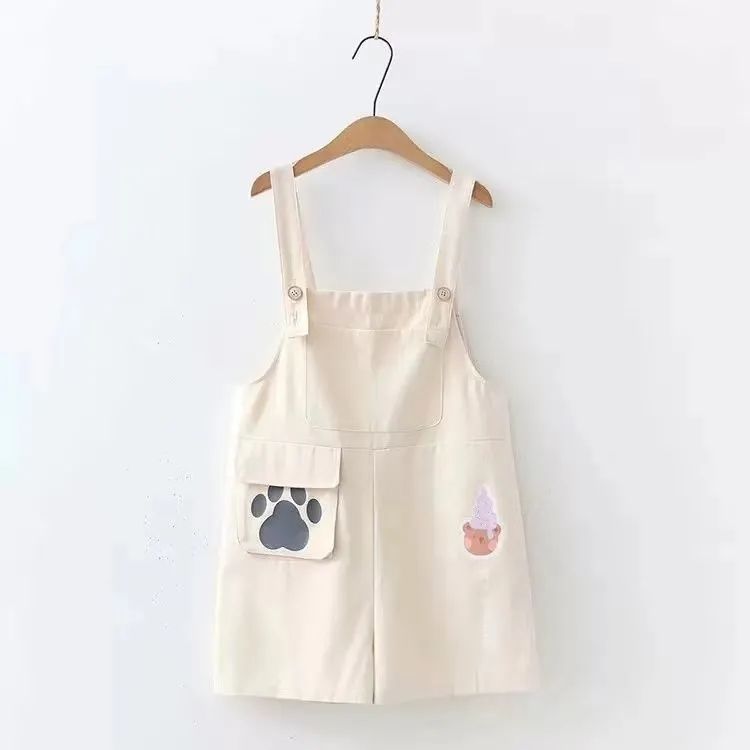 Single/Set Japanese Style Soft Girl Cute Embroidered Loose-Fitting Overalls Summer Student Fresh Casual Shorts. 