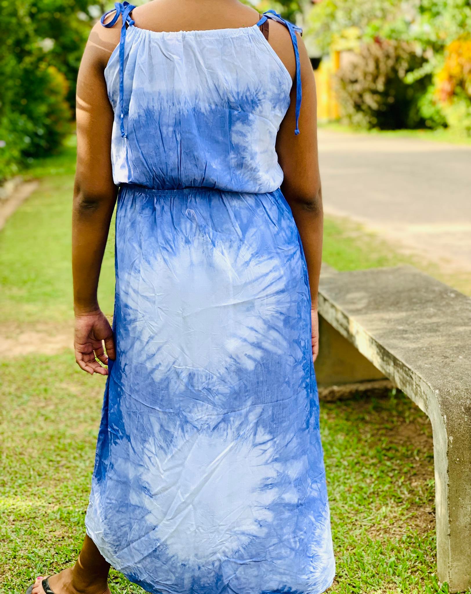 Tie Dye Split Thigh Satin Cami Dress. 