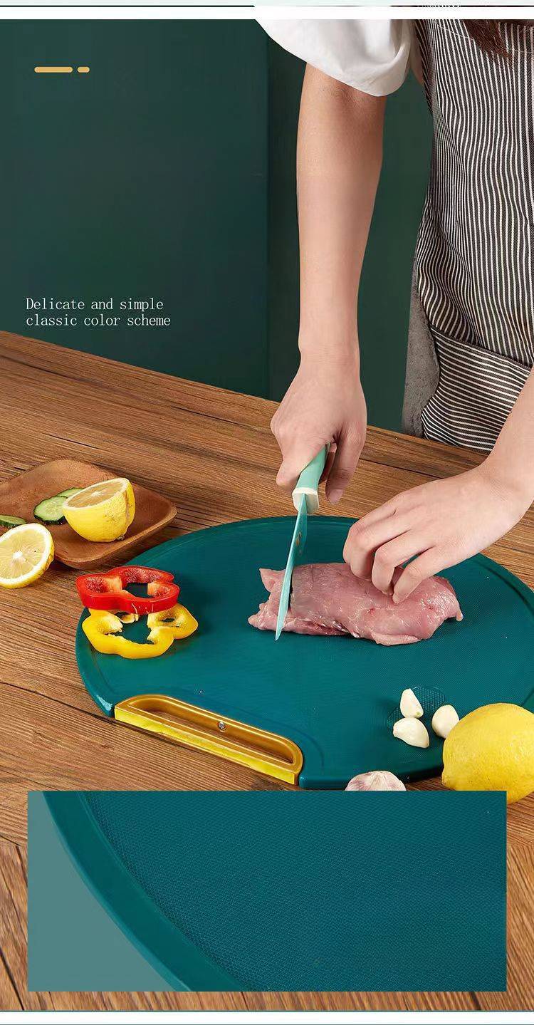 1pc, Premium Round Cutting Board, Non-Slip Chopping Board With Mats And Knife Set For Safe Food Preparation, Kitchen Supplies details 2