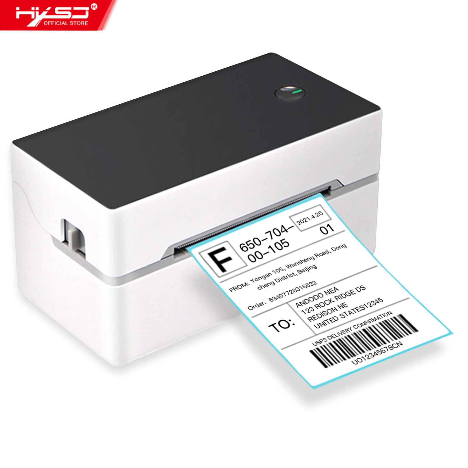 HXSJ Desktop Shipping Label Printer High Speed Usb + B-T Direct Thermal Printer Label Maker Sticker 40-80Mm Paper Width For Shipping Postage Barcodes Labels Printing Compatible With Amazon Ebay Shopify Fedex Usps Etsy