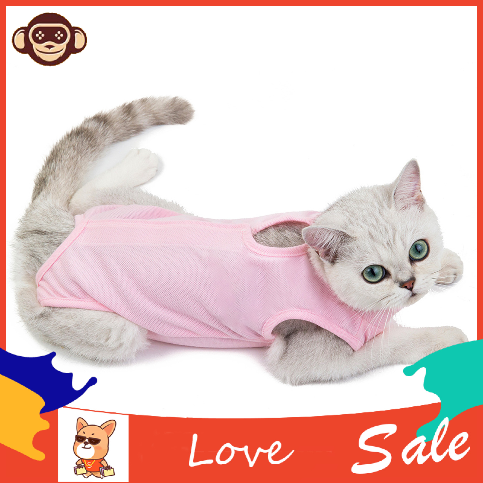 Kitten Sterilization Vest Cat Clothes Anti-licking Weaning Romper Pet Supplies. 