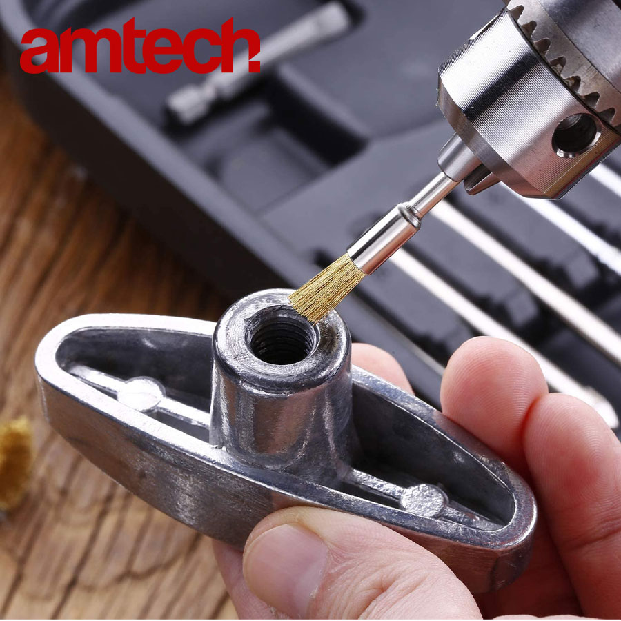 Wire Wheel Brass Cup Brush Mini Precision Polishing Rotary Tool Set for Drill - 3 pcs - AMTECH. 