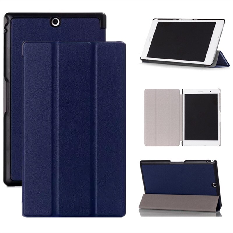 Tri-Folding PU Leather Magnetic Case for SONY Xperia Z3 Tablet Compact SGP611 SGP612 SGP621 SGP641 Smart Cover Auto Wake-Sleep. 