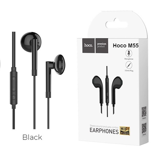 HOCO M55 Universal 3.5mm Exquisite Sound Wired Earphones with Mic Black