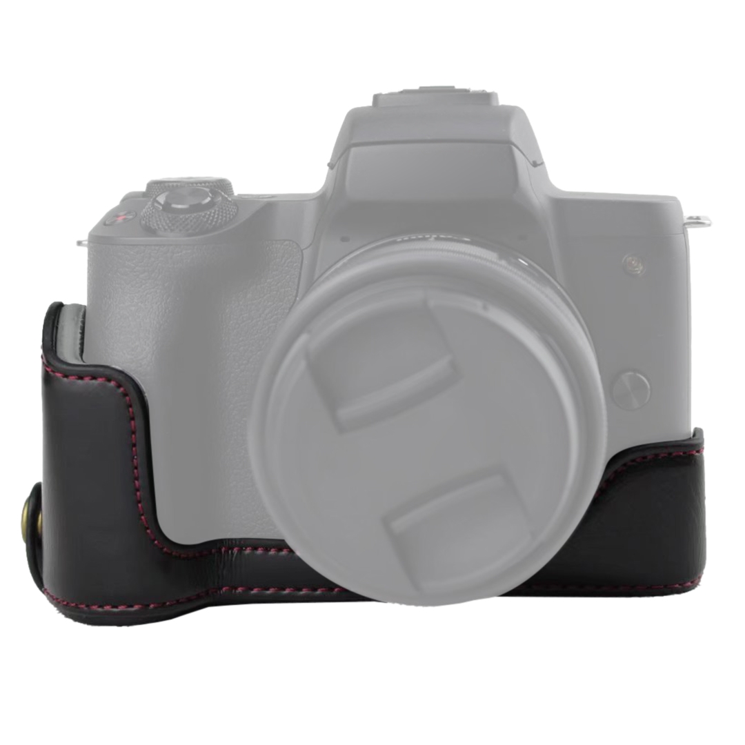 1/4 inch Thread PU Leather Camera Half Case Base for Canon EOS M50 / M50 Mark II. 