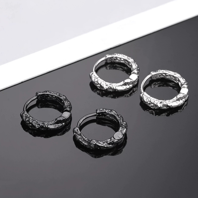 s925 Sterling Silver Sinomenium Acutum Ear Clip Men's Fashion ins Black Personalized Hip-Hop Street Advanced Sense Heavy Industry Internet Influencer Earrings