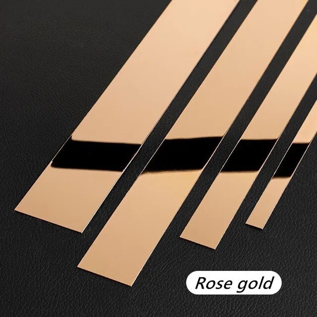 wall stickers 1 Roll Gold Wall Sticker Stainless Steel Flat Decorative Lines Titanium Wall Ceiling Edge Strip Mirror Living Room Decoration. 
