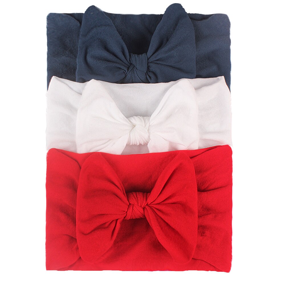 3Pcs Newborn Baby Headband Soft Bows Elastic Headbands Hair Band For Girls Solid Color Toddler Kids Turban Baby Hair Accessories. 