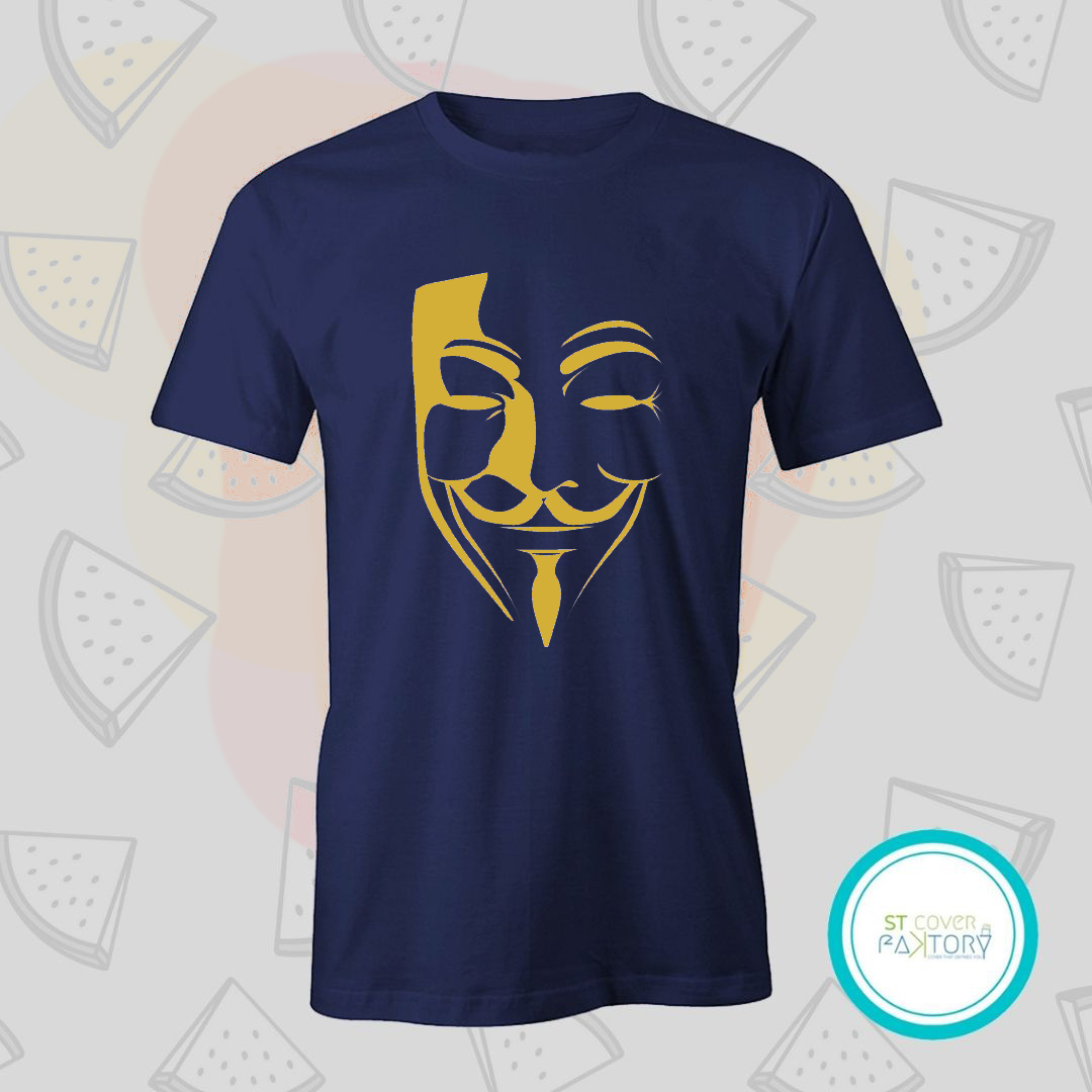 Anonymous blue Tshirt  unisex  tees  designer tees  crew neck  silver white  red  blue  black. 