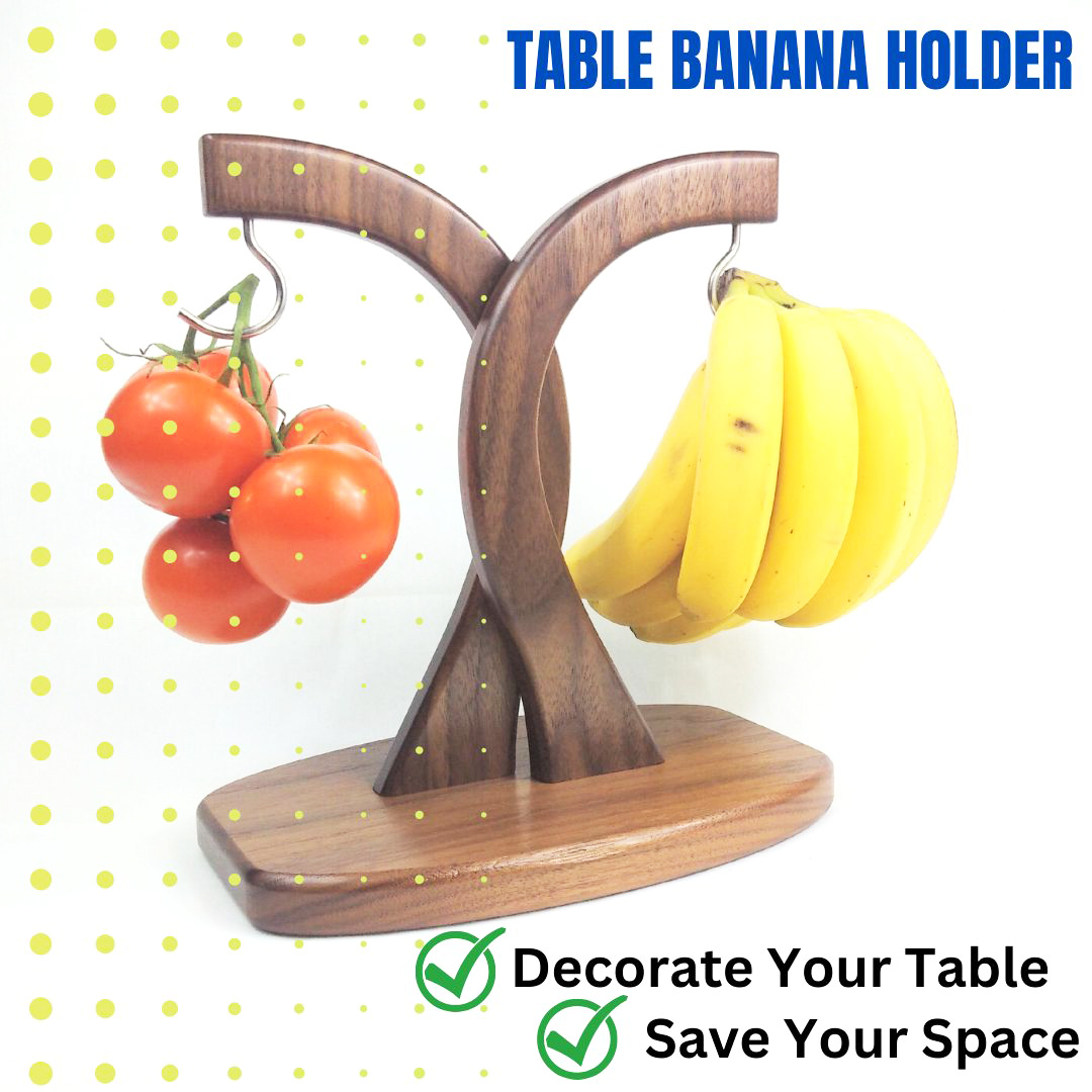 ModLumber Banana Fruit Holder 11*7*12 Inches Brown Color Modern Wooden Stand for Kitchen and Dining Table. 