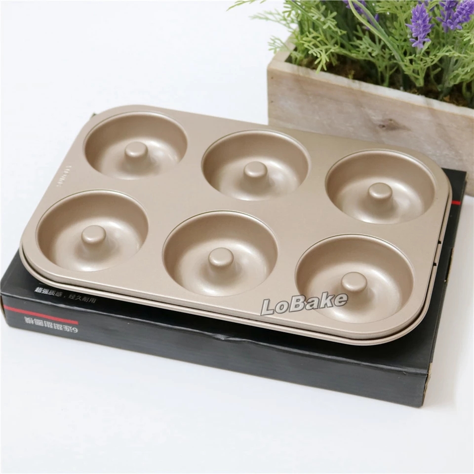 Food Carbon Steel Doughnut Mould 6 Cavities Non-Stick Safe Stainless Steel Donut Baking Pan Mini Cake Pan Doughnut Pan. 