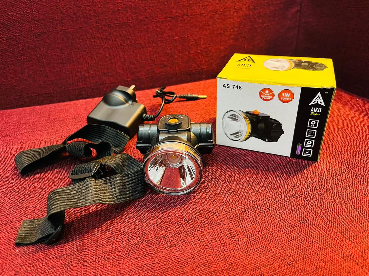 AIKO Head Torch AS 748 Ideal for camping, hiking, fishing, cycling, climbing, potholing& working in low light areas. 