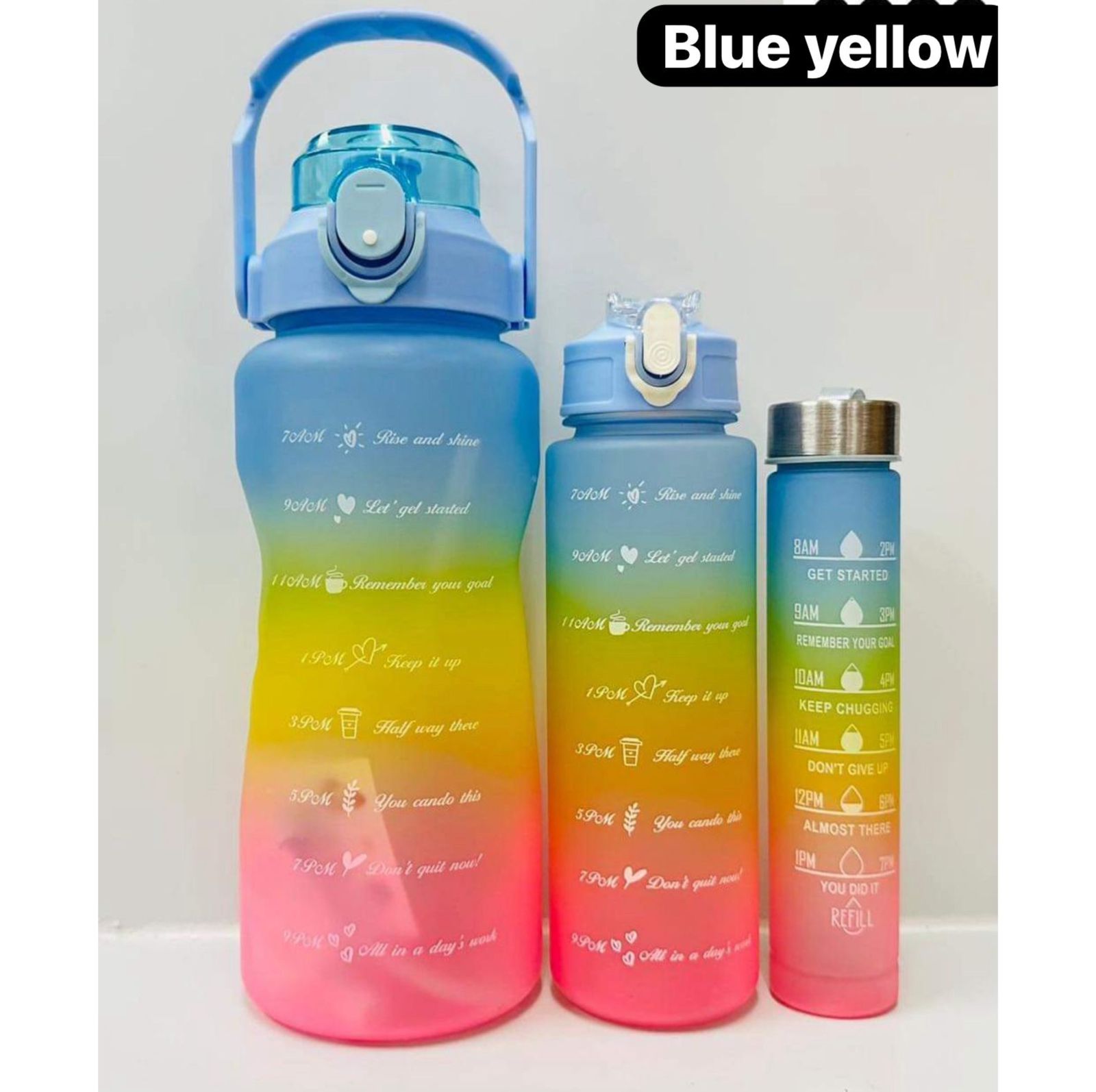 3pcs Water Bottle Colourful 2000ml 800ml 300ml 3 in 1. 