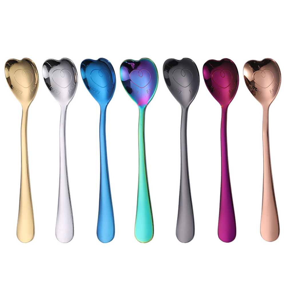 Heart Shaped Teaspoons Stainless Steel Coffee Spoon Dessert Spoon Cutlery Fashion Tableware. 