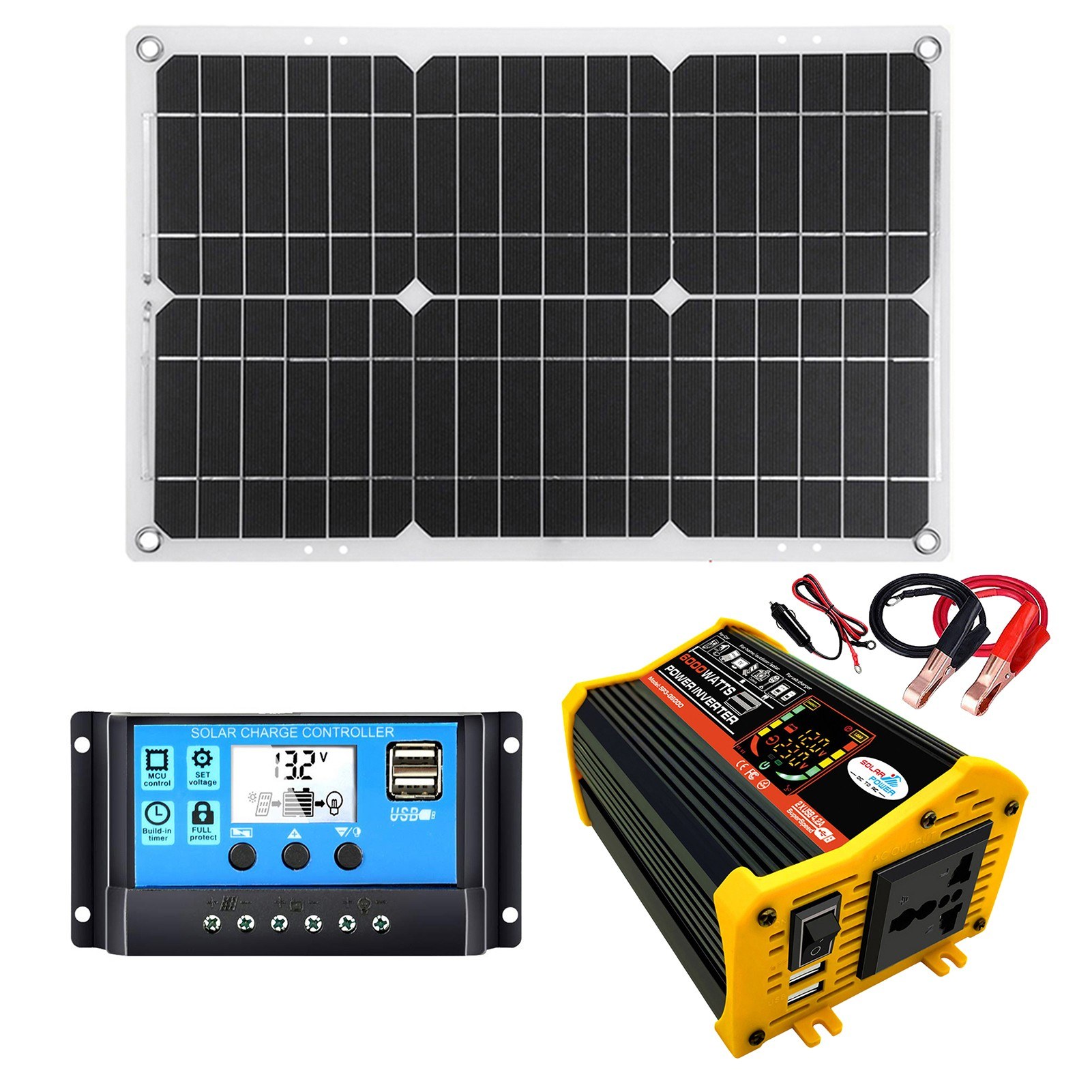 25W olar panel+6000W inverter+intelligent display