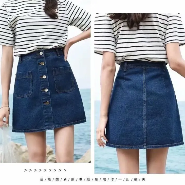 Black denim 2024 skirt outfit variations