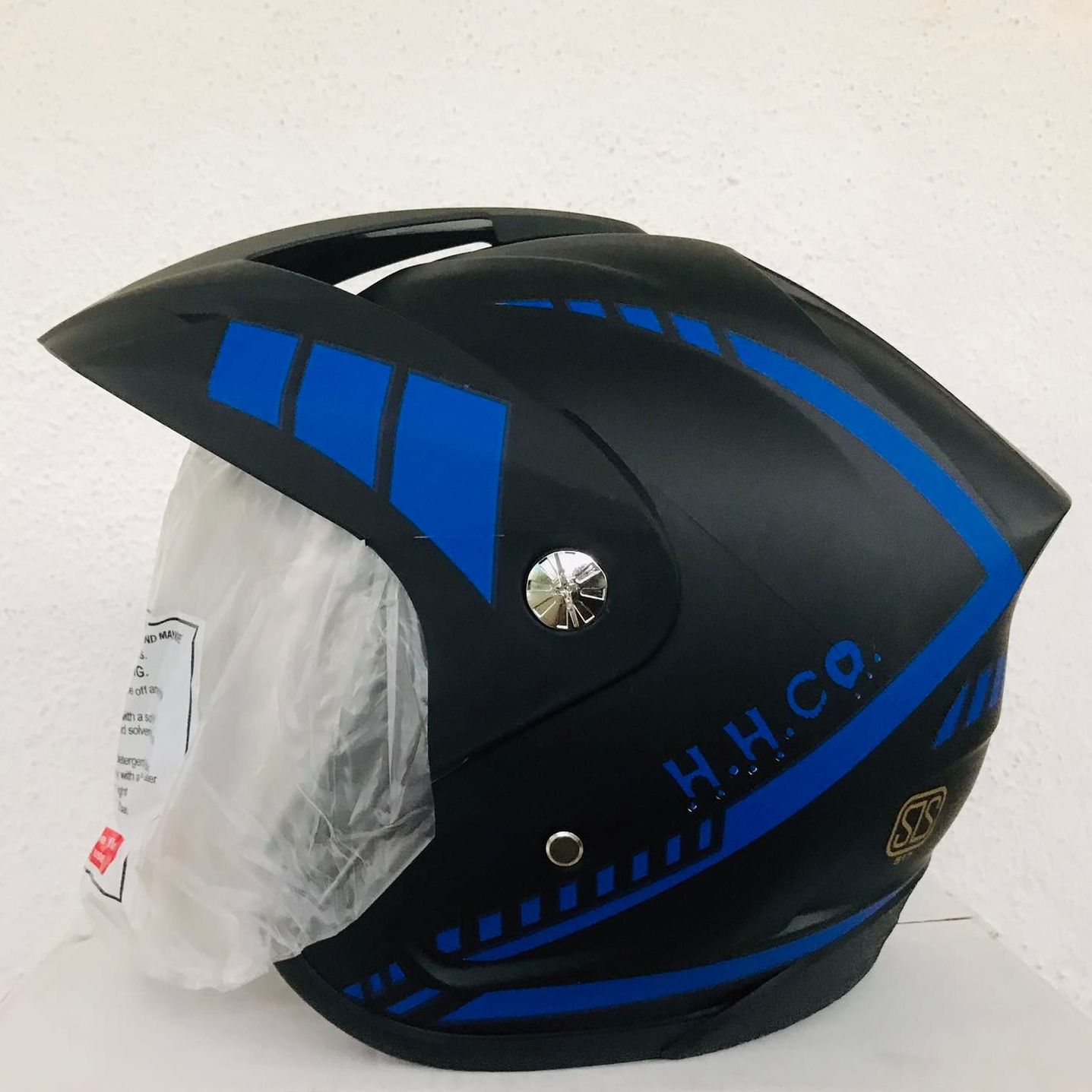 Flash Black Blue Matt Motor Bike Helmet SLS Certified