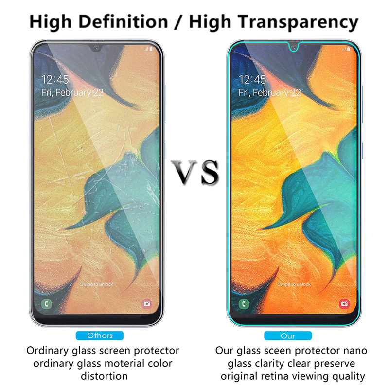 2PCS Glass 9H HD Tempered Glass for Samsung A50 A40 A30 A10E A20E Screen Protector for Samsung Galaxy A90 A80 A70 A60 A2 Core. 