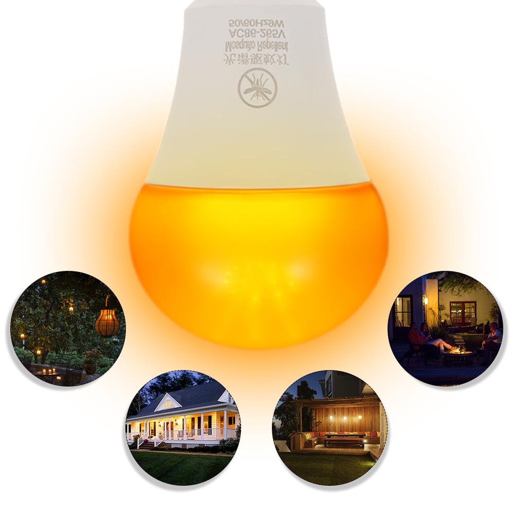Yellow LEDs Bug Light Bulb No Blue Light Outdoor E26/27 9W Mosquito Repellent Light Bulb No UV 570-590nm Wavelength Night Light for Outdoor Indoor Energy Saving Light. 
