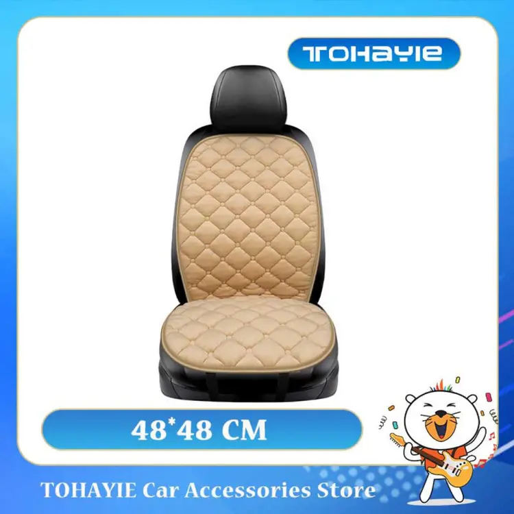 TOHAYIE Plush Car seat cushion black suede Striped cushion Automotive  interior front row a complete set Car SUV general Car seat cover