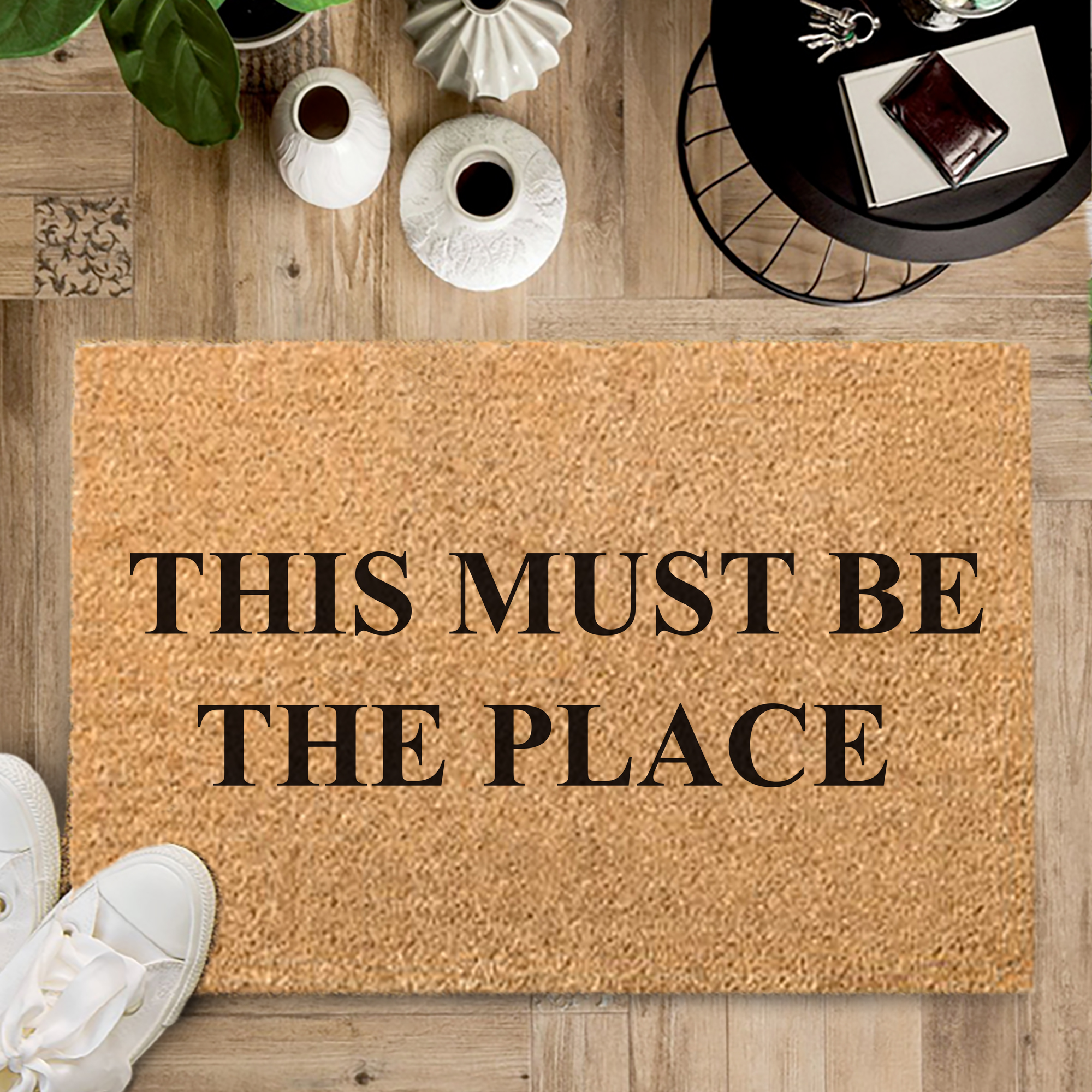 This must be the place Personalised Welcome Rug. Coco Doormat. Coir Brush Mat. Welcome Rug. Welcome Carpet. Wording Rug. 