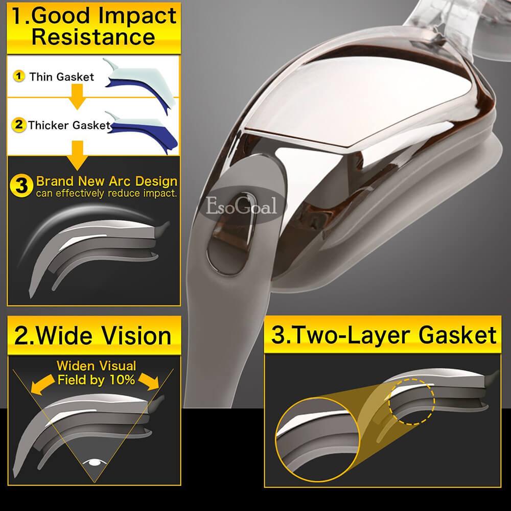 EsoGoal Swim Goggles Swimming Goggles for Adult Men Women Youth Kids Child Triathlon Equipment with Mirrored & Clear Anti-Fog Waterproof UV 400 Protection Lenses. 