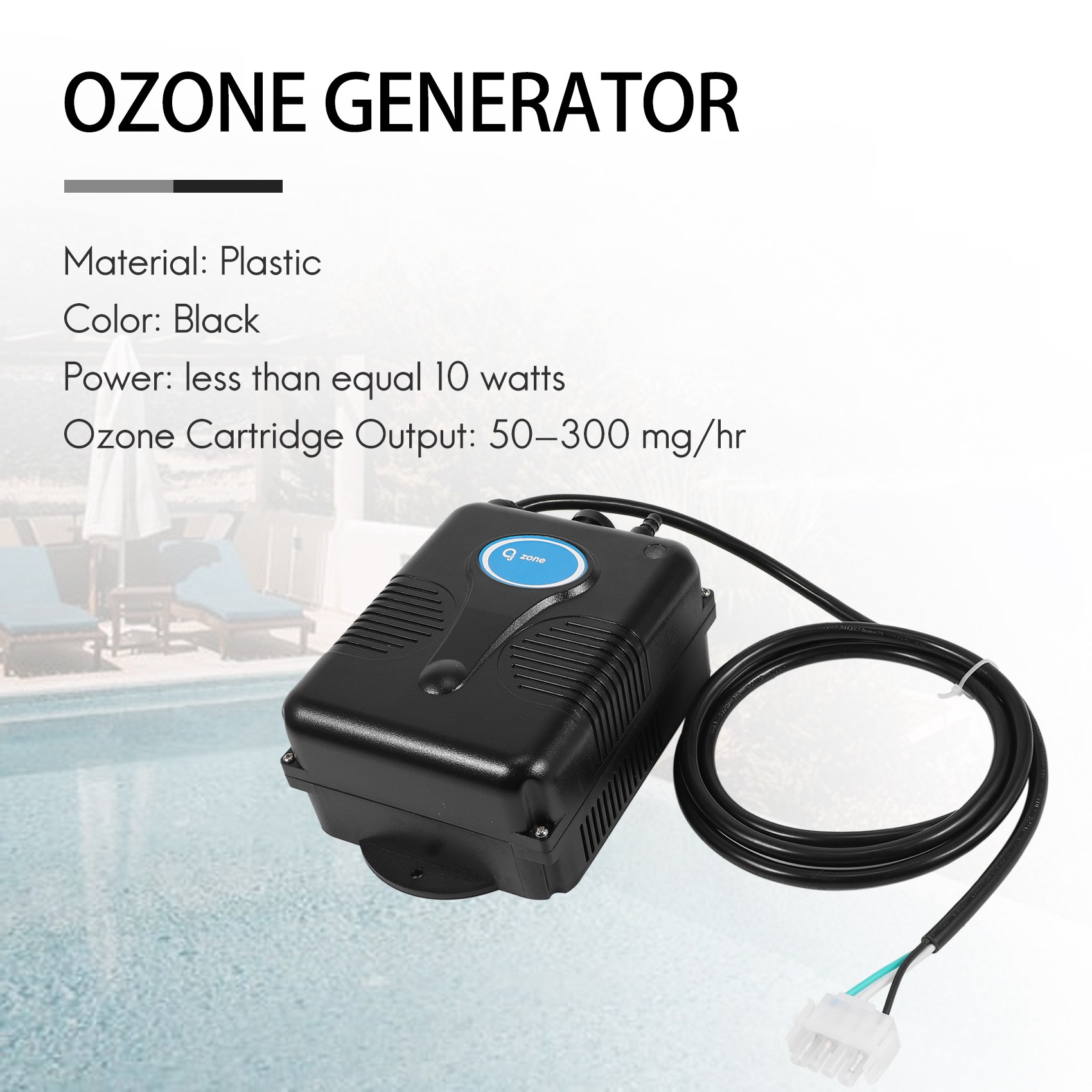 220V 300Mg/H Ozone Generator Bathtub Shower SPA Swimming Pool Ozonizer Tub Pool Water Purifier Replacement Device Kit Valve Hose. 