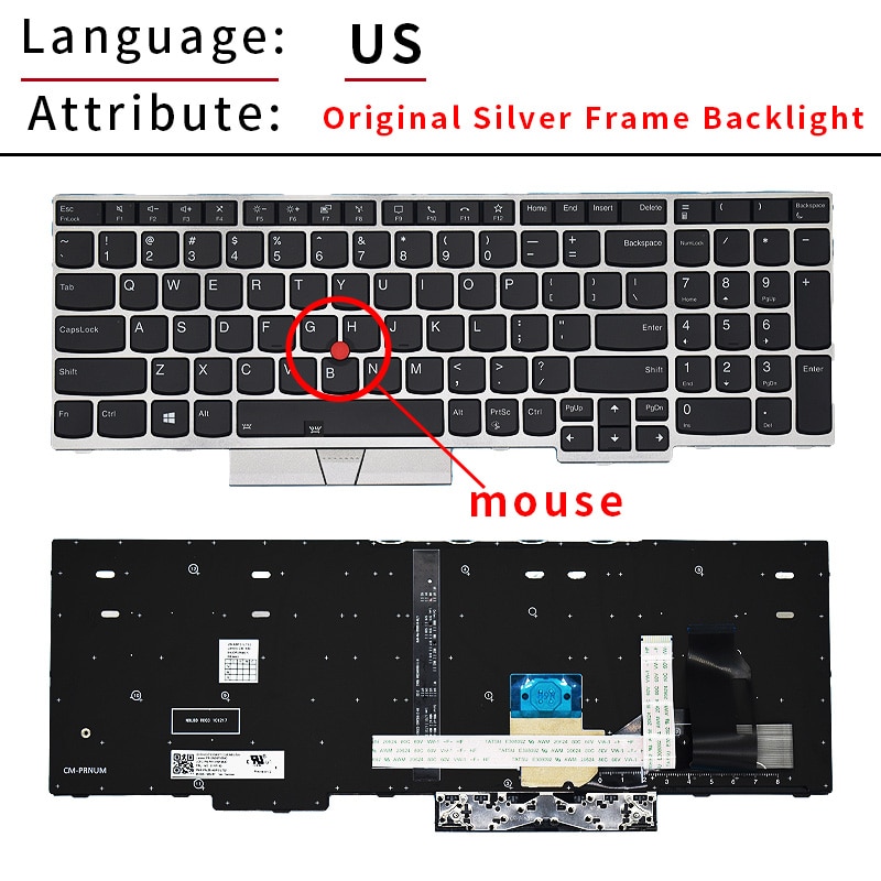 US Russian Backlight Keyboard For Lenovo Thinkpad E580 E585 T590 E590 E595 L580 L590 P52 P53 P72 P73 01YP560 01YP640 Notebook. 