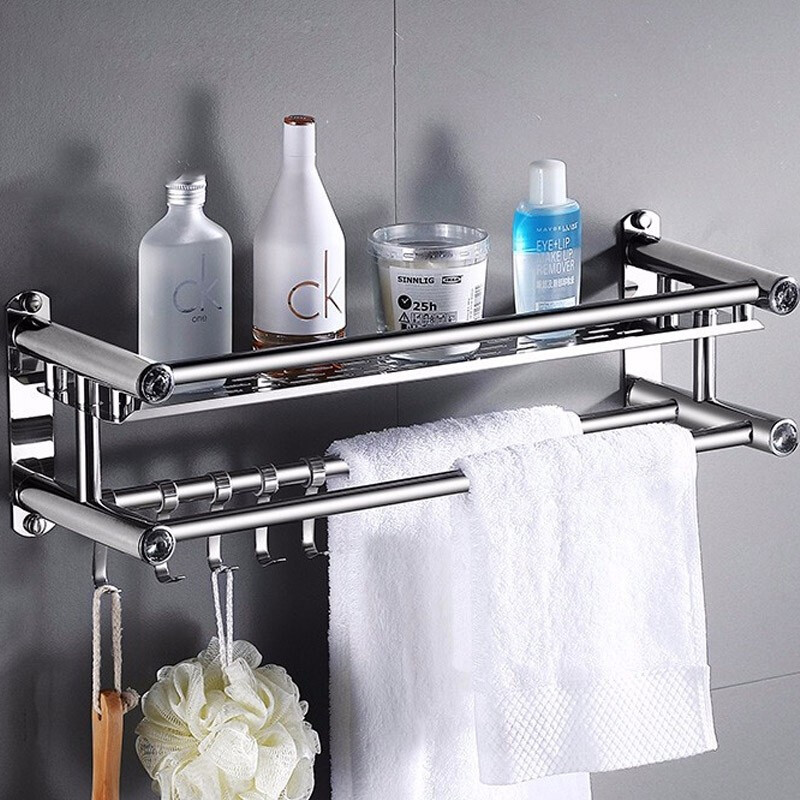 Bathroom rack, stainless steel layer bathroom shelf with towel