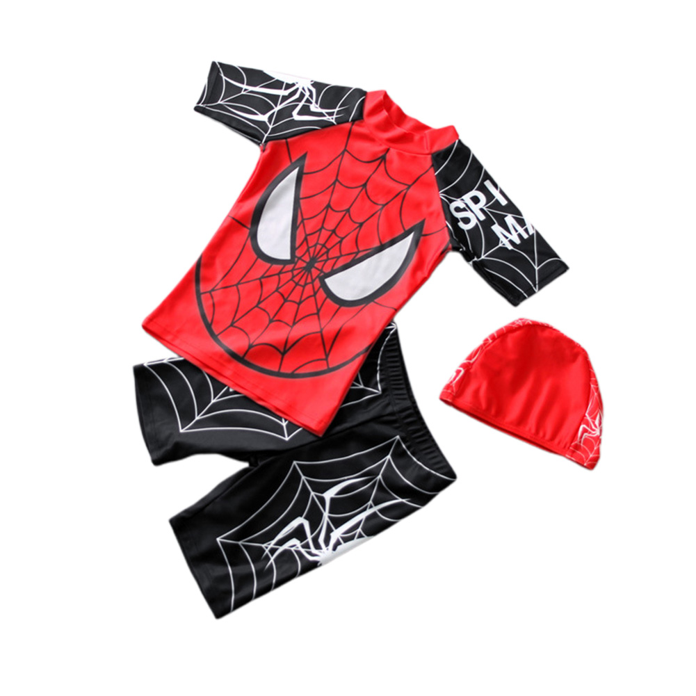 bellylady 3Pcs/Set Kids Boys Swimwear Top+Pants+Swimming Cap Swimsuit with Cartoon Pattern. 