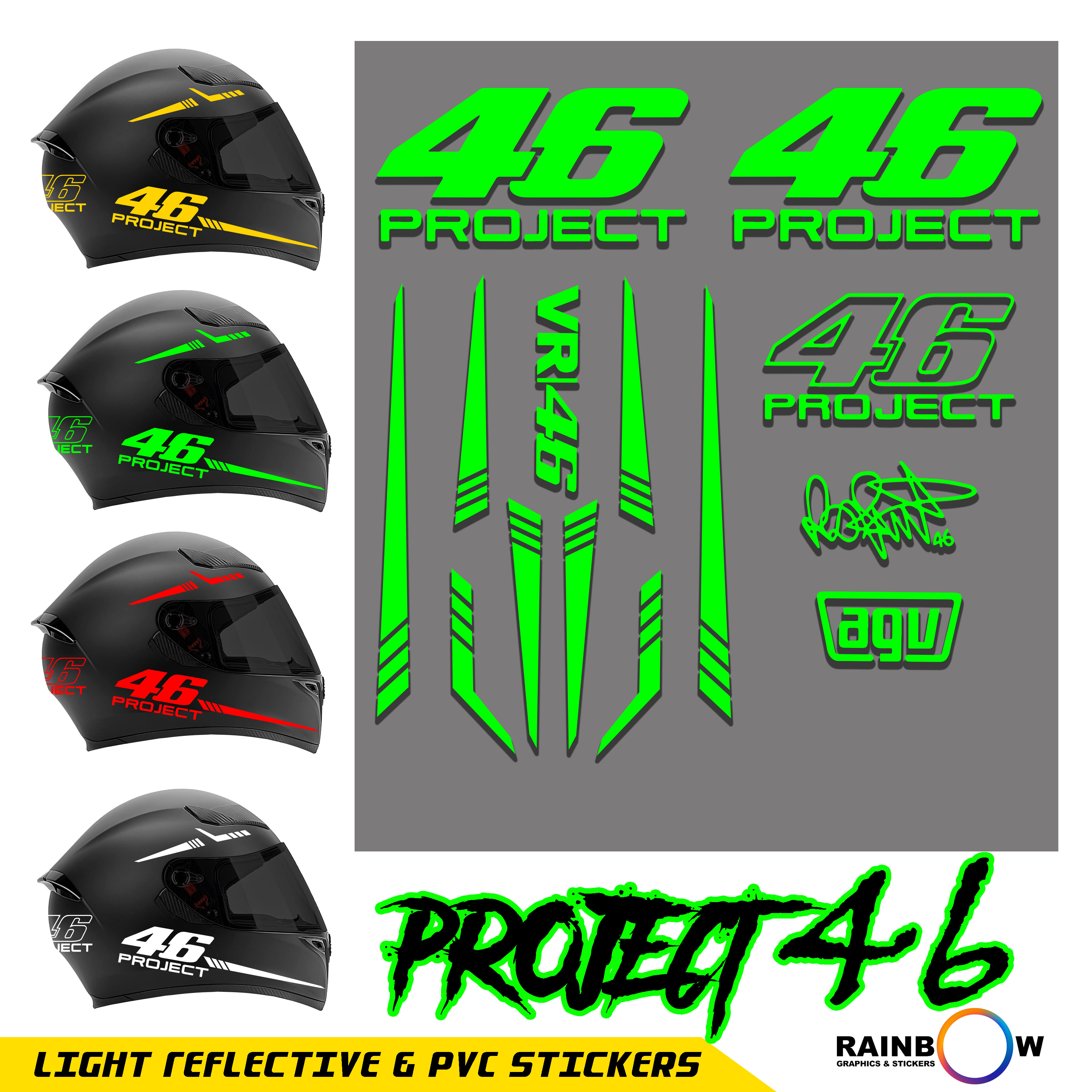 PROJECT 46 Stickers For  Helmet. 