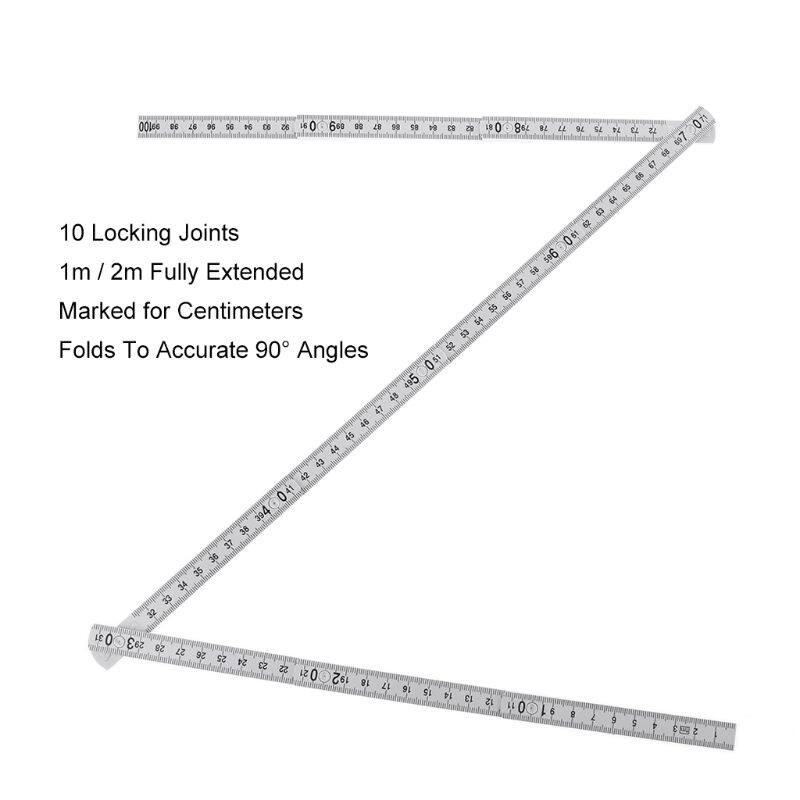 【WEJA】1M 2M 10-parts Folding Carpenters Ruler Lightweight Compact Measuring Stick Slide Fold Up Meter for Woodworking. 